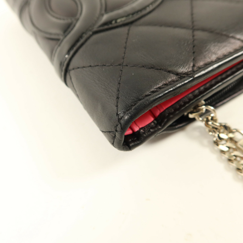 CHANEL 牛皮皮革Cambon Bifold Wallet銀扣錢包-12