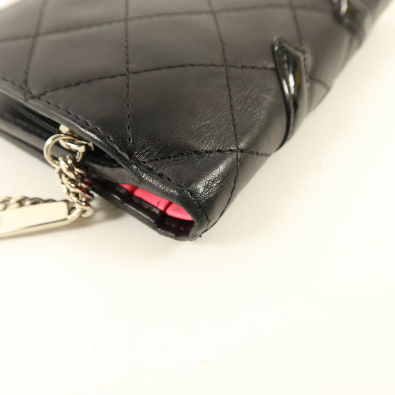 CHANEL 牛皮皮革Cambon Bifold Wallet銀扣錢包-13