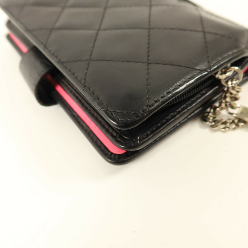 CHANEL 牛皮皮革Cambon Bifold Wallet銀扣錢包-14
