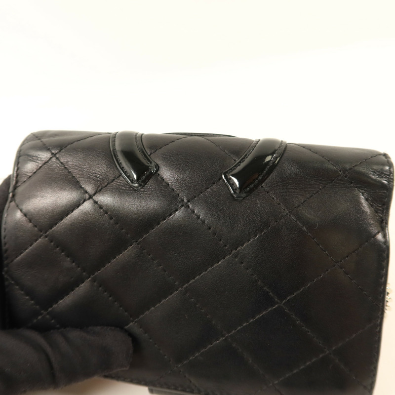 CHANEL 牛皮皮革Cambon Bifold Wallet銀扣錢包-15