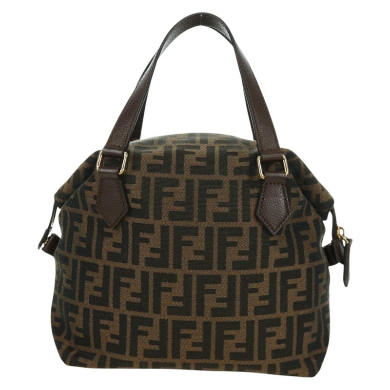 【日本直送】FENDI Zucca帆布手提包 黑色棕色 正品 am11067V-1