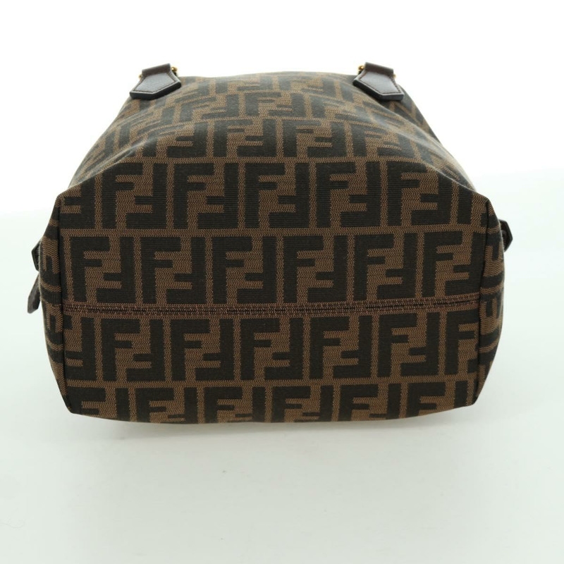 【日本直送】FENDI Zucca帆布手提包 黑色棕色 正品 am11067V-4