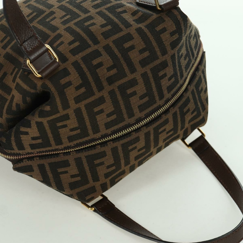 【日本直送】FENDI Zucca帆布手提包 黑色棕色 正品 am11067V-5