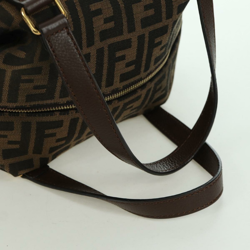 【日本直送】FENDI Zucca帆布手提包 黑色棕色 正品 am11067V-6