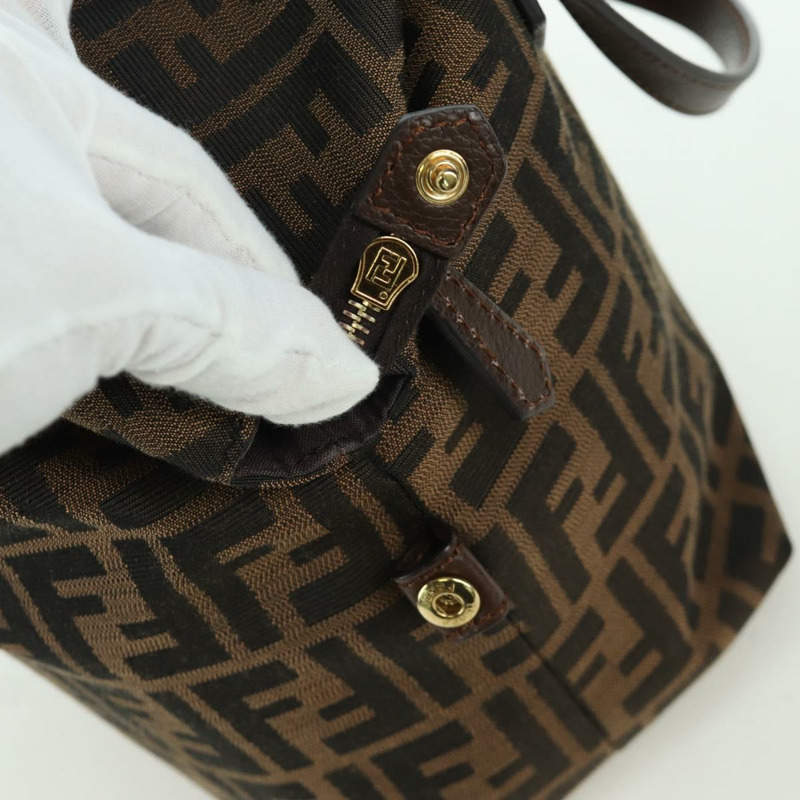 【日本直送】FENDI Zucca帆布手提包 黑色棕色 正品 am11067V-8