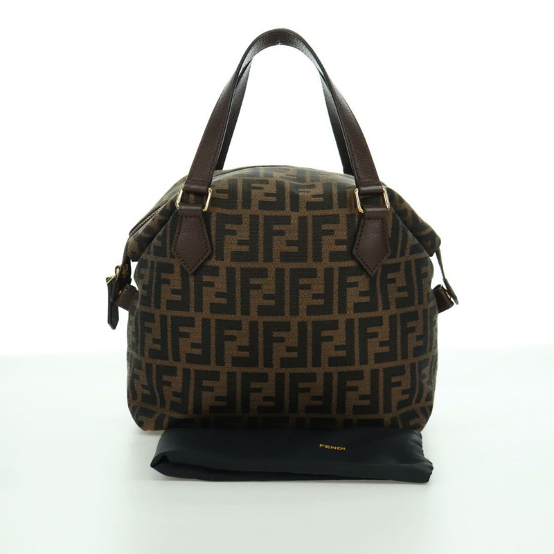 【日本直送】FENDI Zucca帆布手提包 黑色棕色 正品 am11067V-11