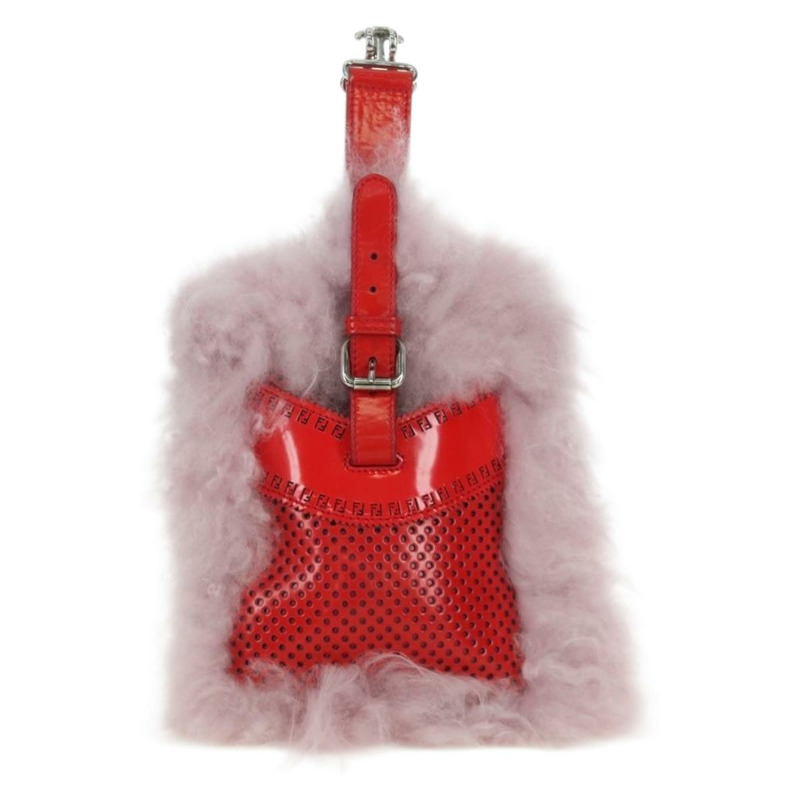 【日本直送】FENDI 手提包 粉紅色銀色毛絨 正品 AMZ103V-1