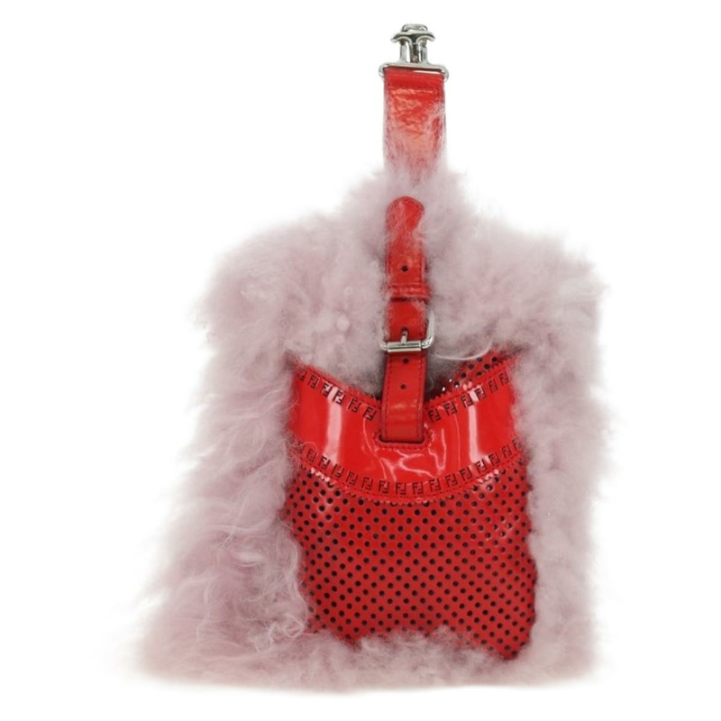 【日本直送】FENDI 手提包 粉紅色銀色毛絨 正品 AMZ103V-12