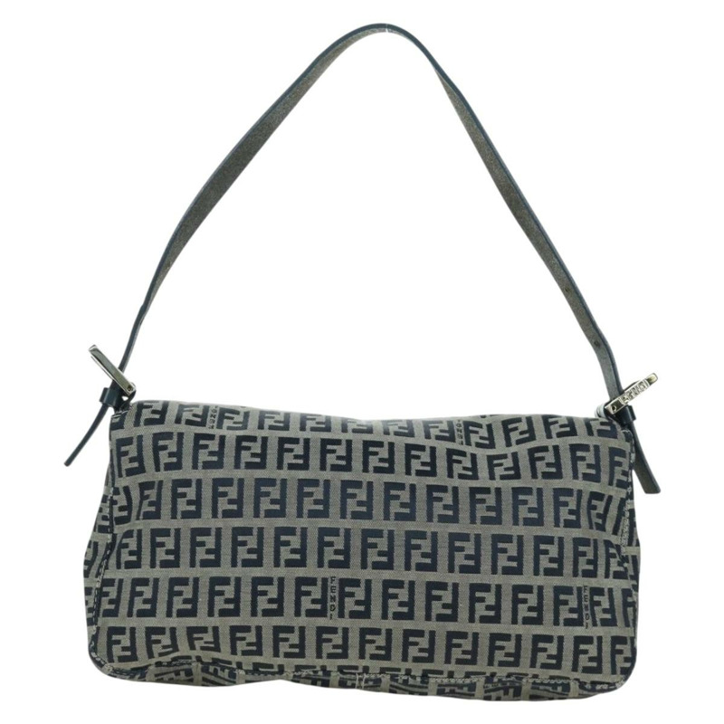 【日本直送】FENDI Zucchino帆布Mamma Baguette手袋 海軍藍/銀色 正品 AMZ542V-1