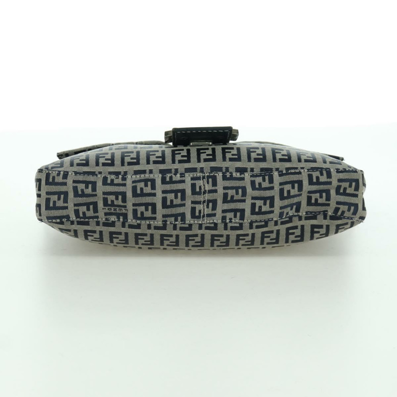 【日本直送】FENDI Zucchino帆布Mamma Baguette手袋 海軍藍/銀色 正品 AMZ542V-4