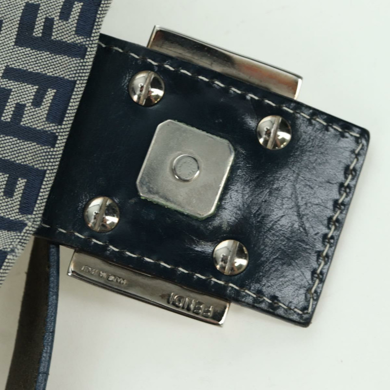 【日本直送】FENDI Zucchino帆布Mamma Baguette手袋 海軍藍/銀色 正品 AMZ542V-9
