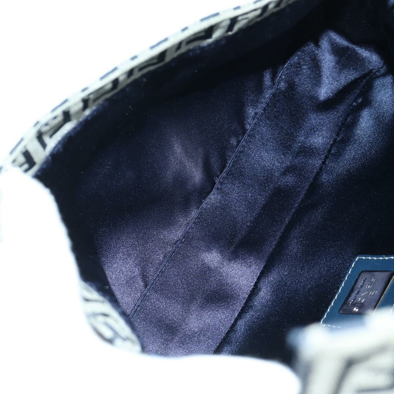 【日本直送】FENDI Zucchino帆布Mamma Baguette手袋 海軍藍/銀色 正品 AMZ542V-10