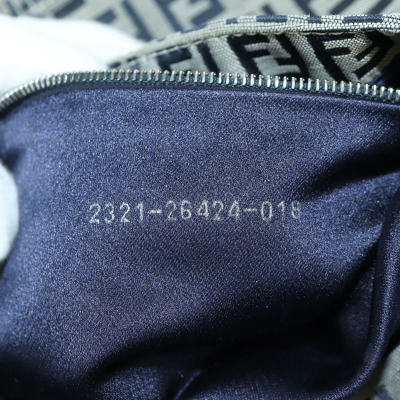 【日本直送】FENDI Zucchino帆布Mamma Baguette手袋 海軍藍/銀色 正品 AMZ542V-11