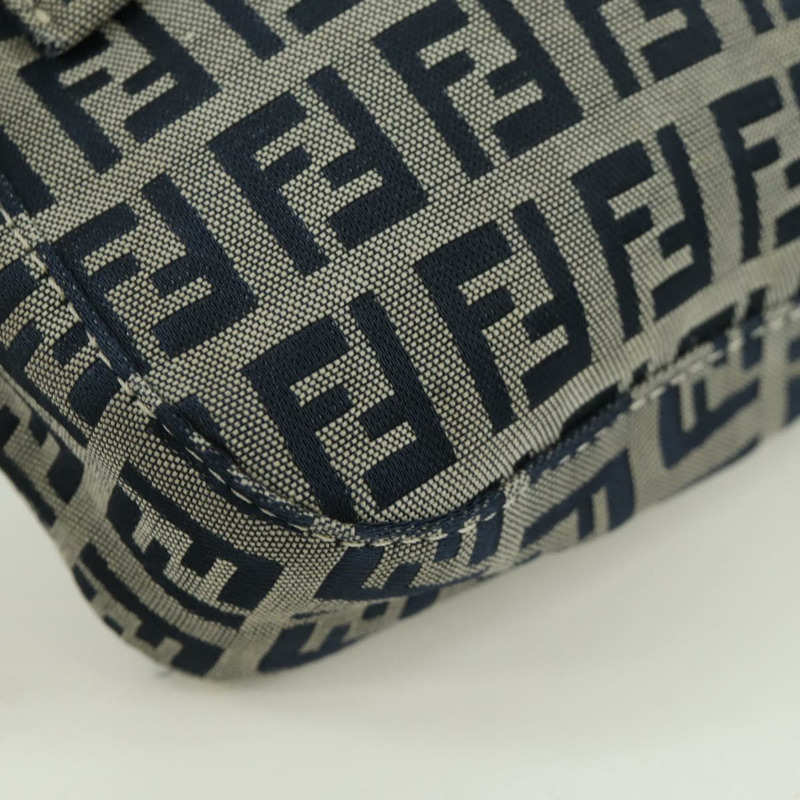 【日本直送】FENDI Zucchino帆布Mamma Baguette手袋 海軍藍/銀色 正品 AMZ542V-13