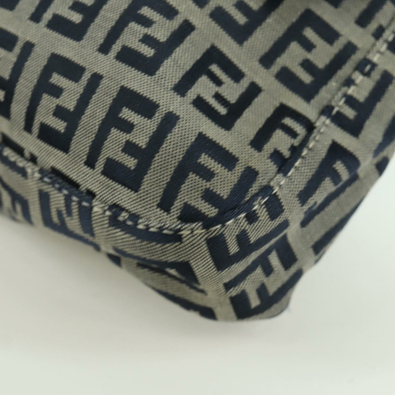 【日本直送】FENDI Zucchino帆布Mamma Baguette手袋 海軍藍/銀色 正品 AMZ542V-14