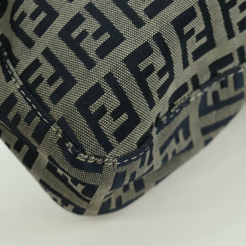 【日本直送】FENDI Zucchino帆布Mamma Baguette手袋 海軍藍/銀色 正品 AMZ542V-15