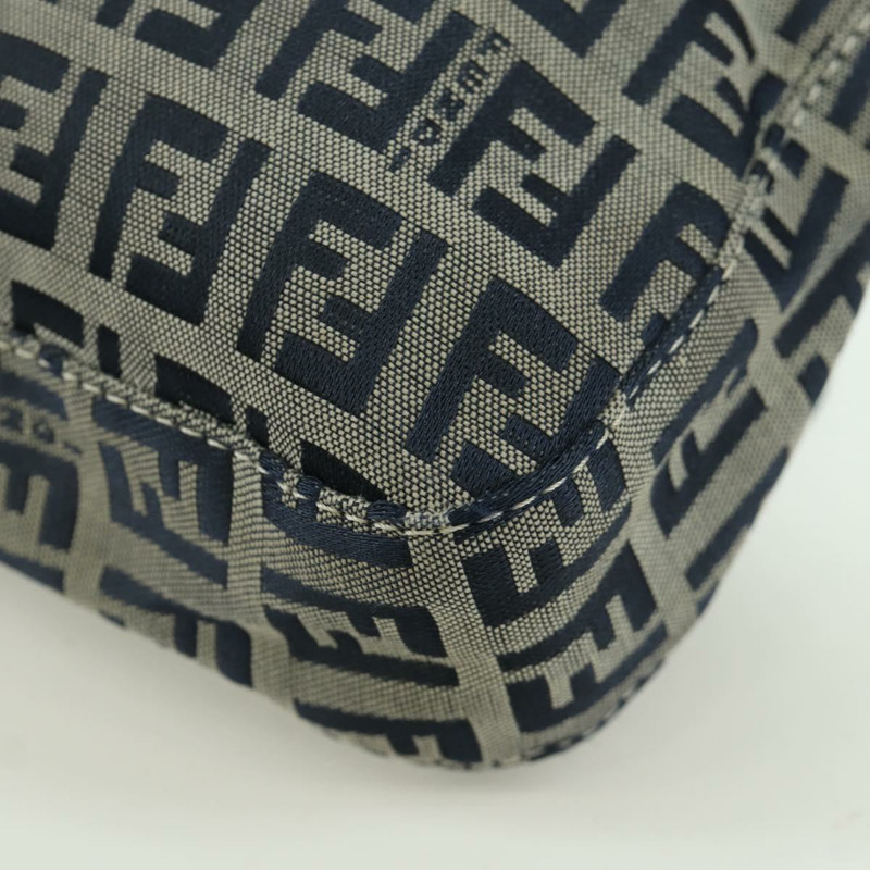 【日本直送】FENDI Zucchino帆布Mamma Baguette手袋 海軍藍/銀色 正品 AMZ542V-16