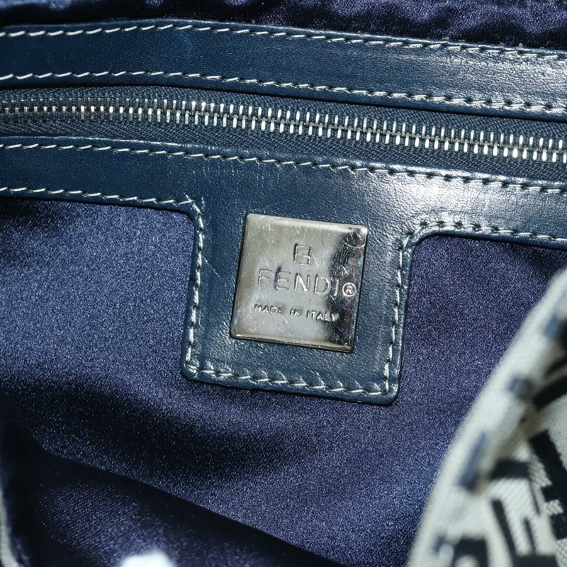 【日本直送】FENDI Zucchino帆布Mamma Baguette手袋 海軍藍/銀色 正品 AMZ542V-19