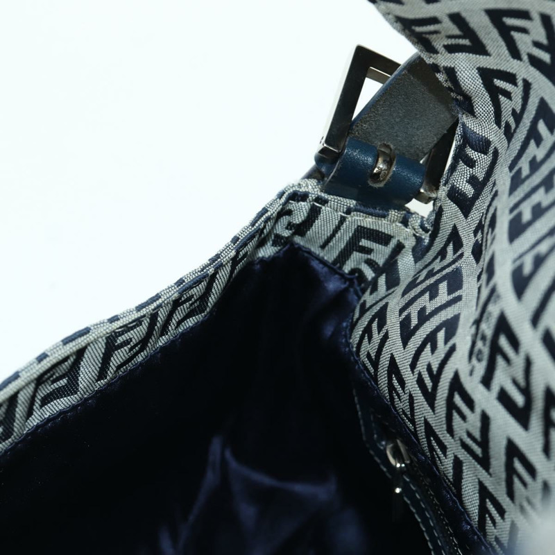 【日本直送】FENDI Zucchino帆布Mamma Baguette手袋 海軍藍/銀色 正品 AMZ542V-20