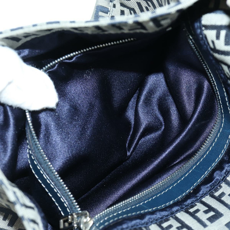 【日本直送】FENDI Zucchino帆布Mamma Baguette手袋 海軍藍/銀色 正品 AMZ542V-23