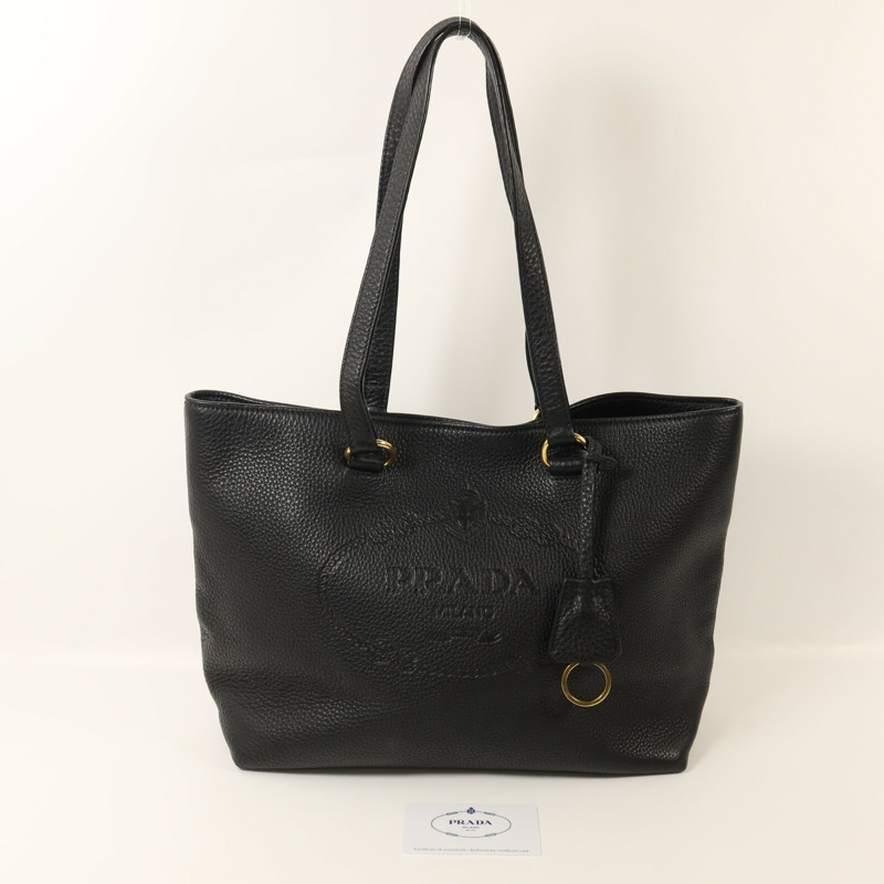 PRADA 牛皮皮革Shoulder Tote金扣肩背袋-9