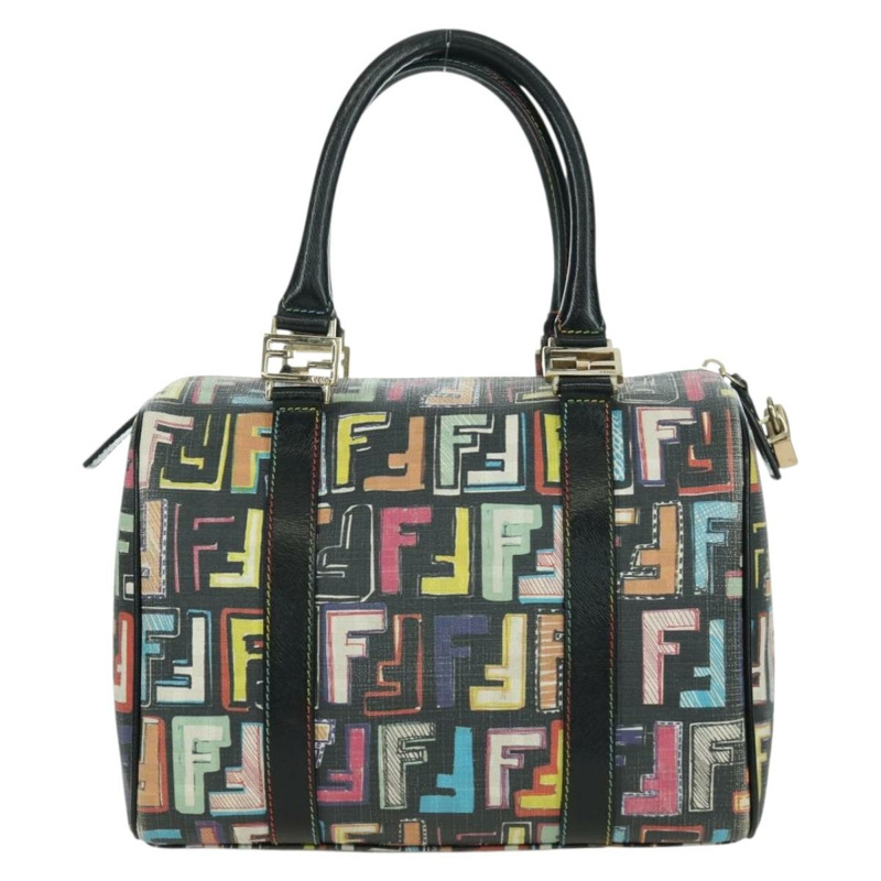 【日本直送】FENDI Zucca帆布手提包 黑色金色 正品 AMZ529SAM-1