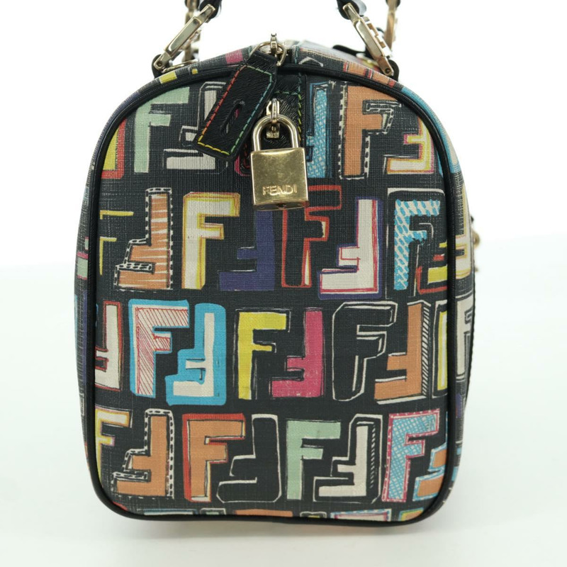 【日本直送】FENDI Zucca帆布手提包 黑色金色 正品 AMZ529SAM-3