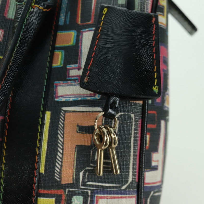 【日本直送】FENDI Zucca帆布手提包 黑色金色 正品 AMZ529SAM-8