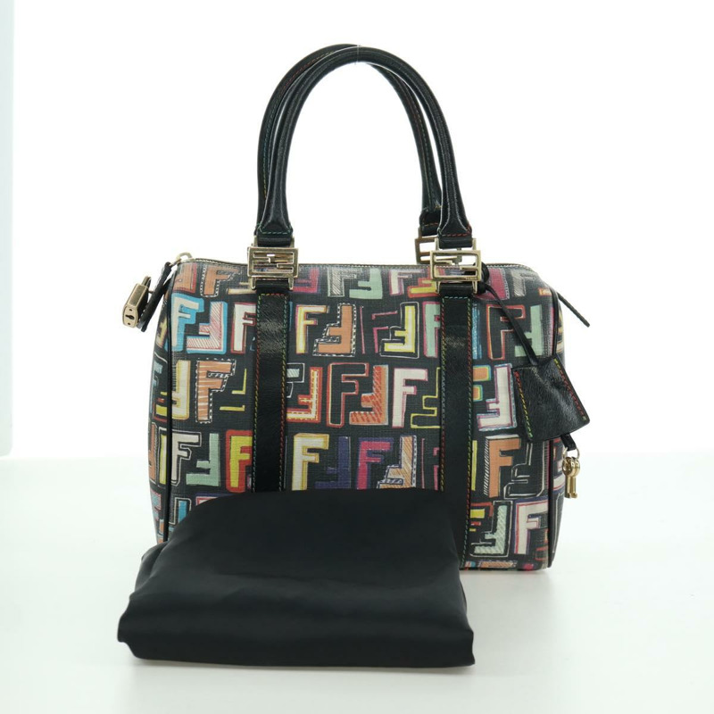 【日本直送】FENDI Zucca帆布手提包 黑色金色 正品 AMZ529SAM-11