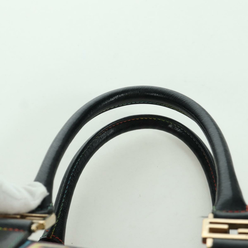 【日本直送】FENDI Zucca帆布手提包 黑色金色 正品 AMZ529SAM-13