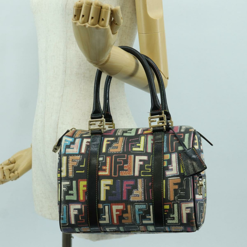 【日本直送】FENDI Zucca帆布手提包 黑色金色 正品 AMZ529SAM-22