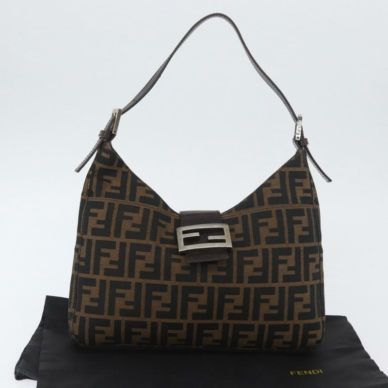 【日本直送】FENDI Zucca帆布Mamma Baguette手袋 棕色/黑色 正品 ka3405V-11