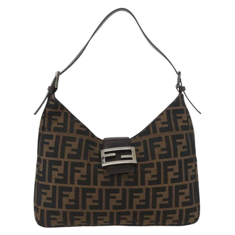 【日本直送】FENDI Zucca帆布Mamma Baguette手袋 棕色/黑色 正品 ka3405V-12
