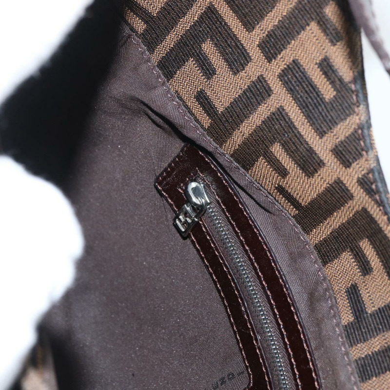 【日本直送】FENDI Zucca帆布Mamma Baguette手袋 棕色/黑色 正品 ka3405V-22