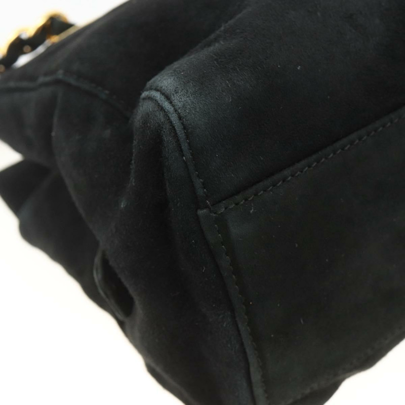 【日本直送】PRADA 鏈條單肩包 麂皮 金色 黑色 正品 SW2181V-8