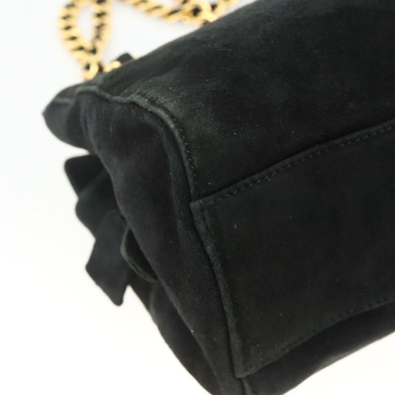 【日本直送】PRADA 鏈條單肩包 麂皮 金色 黑色 正品 SW2181V-14