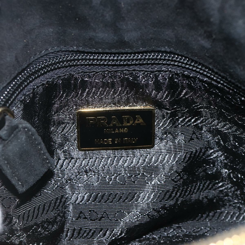 【日本直送】PRADA 鏈條單肩包 麂皮 金色 黑色 正品 SW2181V-18