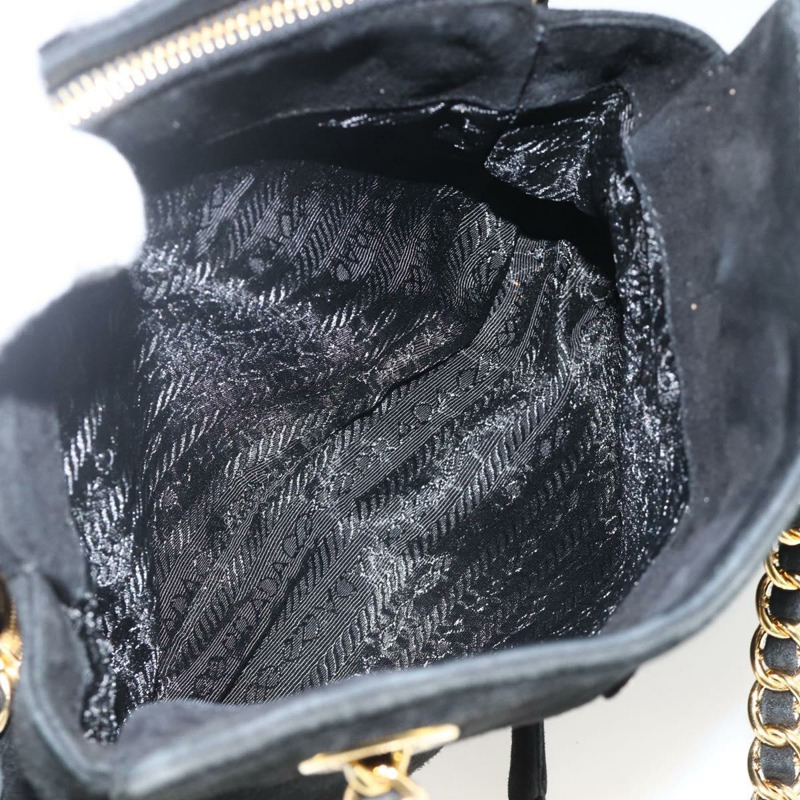 【日本直送】PRADA 鏈條單肩包 麂皮 金色 黑色 正品 SW2181V-24