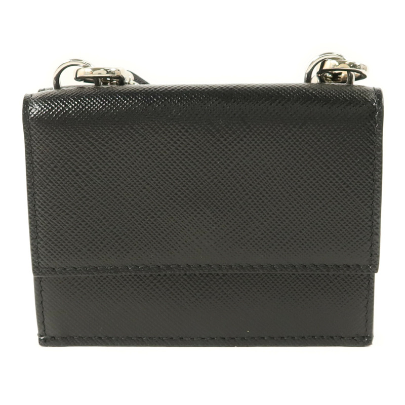 PRADA Saffiano皮革Card Case With Strap銀扣卡片套-1