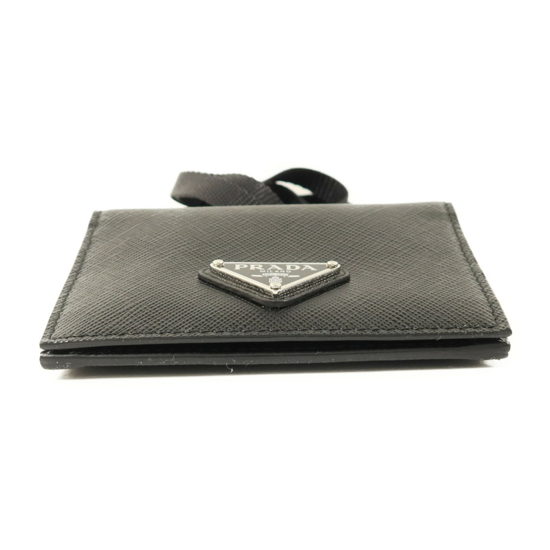 PRADA Saffiano皮革Card Case With Strap銀扣卡片套-3
