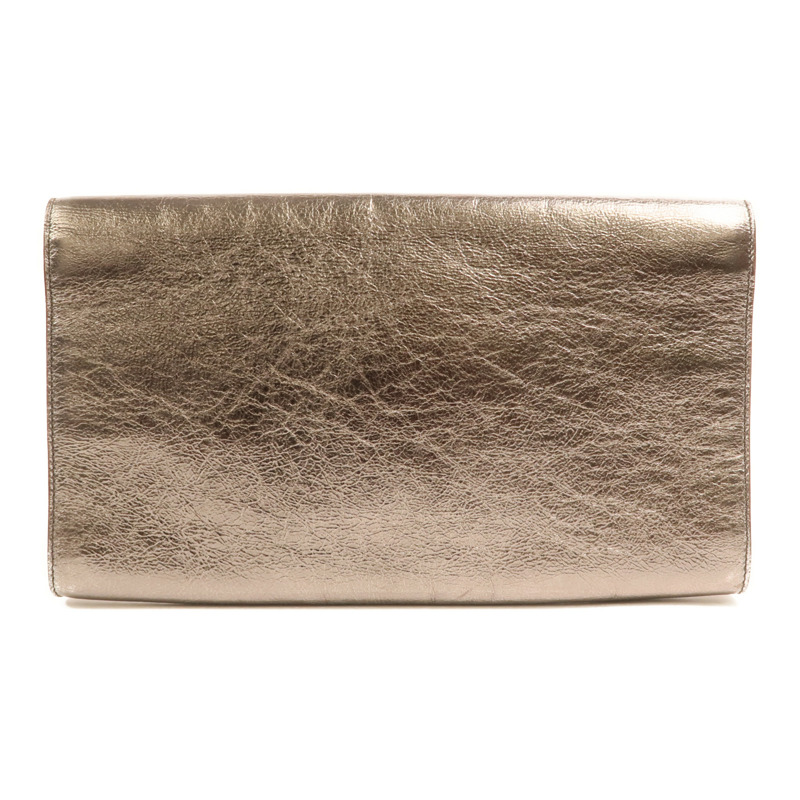 YVES SAINT LAURENT 牛皮皮革Clutch銀扣手拿包-1