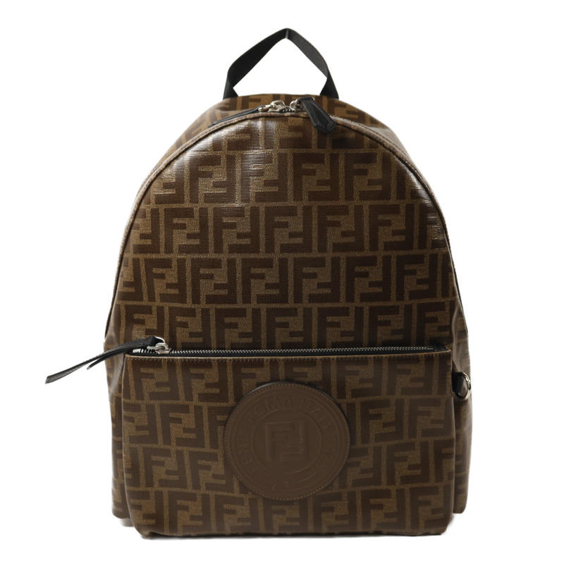 FENDI 塗層帆布Rucksack銀扣背包-0