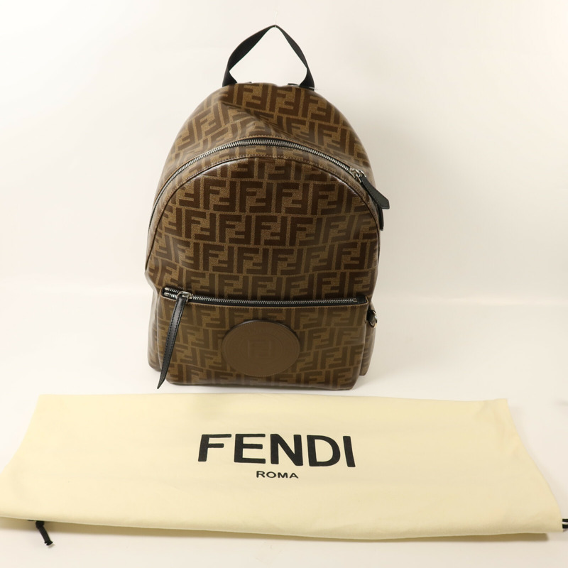 FENDI 塗層帆布Rucksack銀扣背包-10