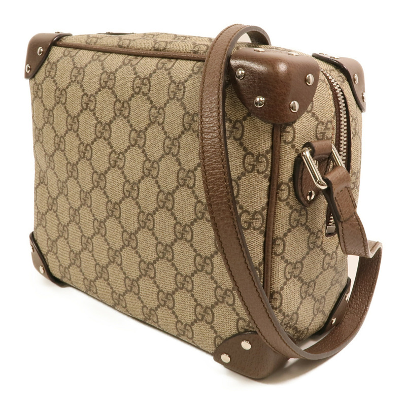 GUCCI 塗層帆布Shoulder Bag銀扣肩背袋-2