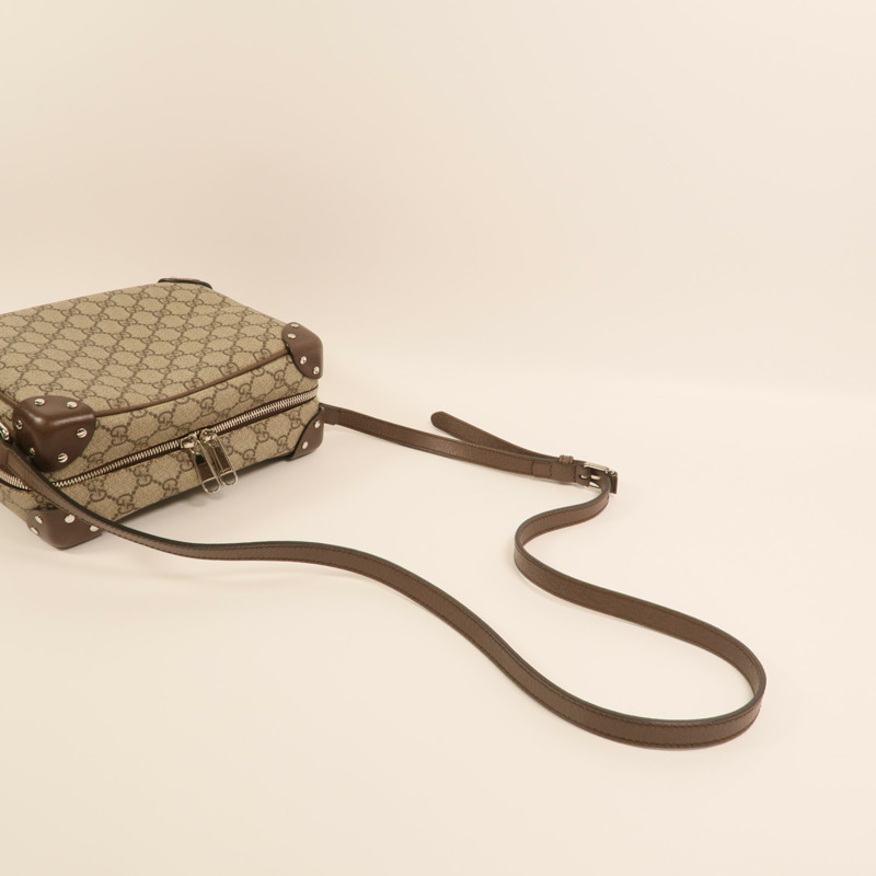 GUCCI 塗層帆布Shoulder Bag銀扣肩背袋-7