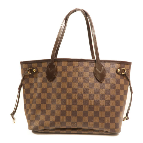 LOUIS VUITTON Damier Neverfull PM金扣手挽袋