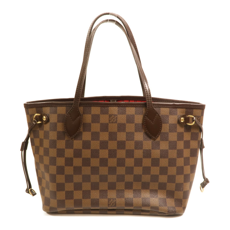 LOUIS VUITTON Damier Neverfull PM金扣手挽袋-1