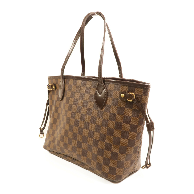 LOUIS VUITTON Damier Neverfull PM金扣手挽袋-2