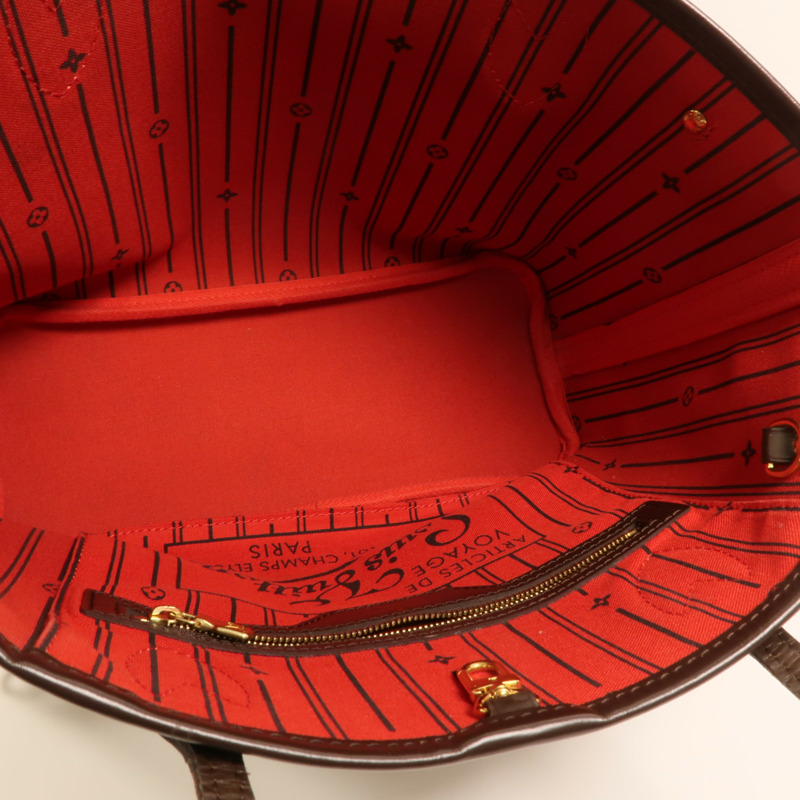 LOUIS VUITTON Damier Neverfull PM金扣手挽袋-4