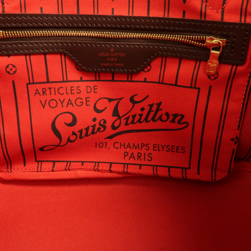 LOUIS VUITTON Damier Neverfull PM金扣手挽袋-6